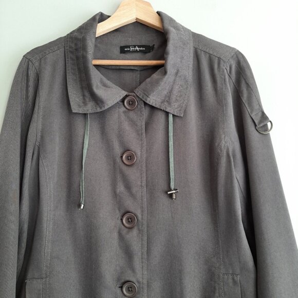 ERIC ALEXANDRE Lyocel Tencel Button Down Front Jacket Gray Sz 12 Flawed - Picture 2 of 13